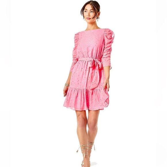 Lilly Pulitzer Dresses & Skirts - Lilly Pulitzer Chianna Silk Belted Mini Dress in Coral Sands.Size 4